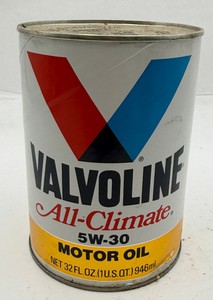 Vintage Valvoline All-Climate SAE 5W-30 Motor Oil 1 Quart Metal Can
