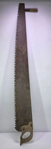 Vintage Two-Man Crosscut Logging Saw with Auxiliary Handle  Large Timber Bucking Saw