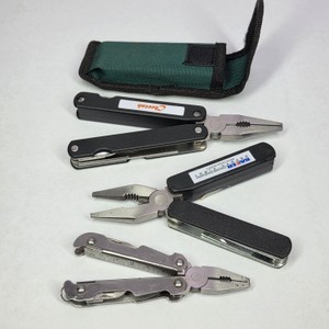 Lot of 3 Multi-Tool Folding Pliers with Knife Blades & Carrying Case