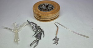 3 Angel & Hummingbird Decorative Collectibles  Maple Dish with Cover, Ornament & Bookmark