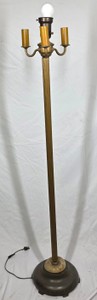Vintage Brass 3-Light Torchiere Floor Lamp with Marble Accent Base