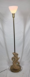 Vintage Mid-Century Modern Sculptural Ceramic Floor Lamp with Glass Shade