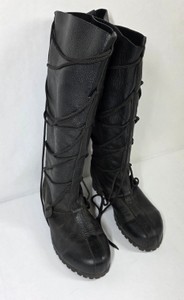 Vintage Son of Sandlar Black Leather Lace-Up Knee High Renaissance Boots