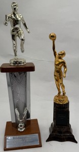 Lot of 2 Vintage Sports Trophies Basketball & Dale Smolnisky Student Council Sportsman Award