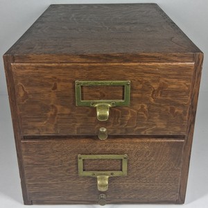 Vintage Wooden 2-Drawer Library Card Catalog File Cabinet