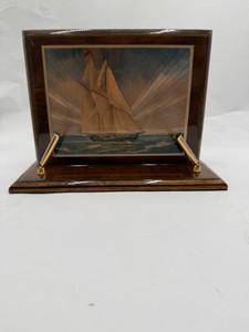 Vintage Sailboat Maritime Wood Inlay Art Display