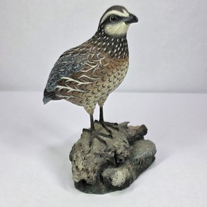 Vintage Quail Bird Figurine on Rock Base Wildlife Decor 9