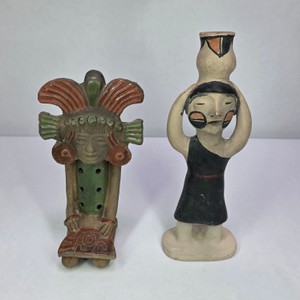 Southwestern Folk Art Pottery Figurines Ceremonial Figure & Vessel Carrier