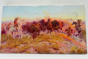 Western Native American Buffalo Hunt Art Print