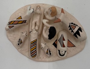 Vintage Sandy Acorn NM Native American Pueblo Pottery Nativity Set