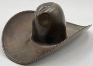 Vintage Bronze Cowboy Hat Sculpture Western Decor