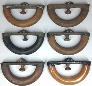 Lot of 6 Vintage Wood & Metal Dresser Drawer Pull Handles