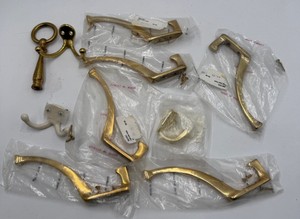 Lot of Vintage Ornate Brass Furniture Hardware Handles & Decorative Fittings