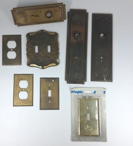 Vintage Brass &amp Metal Door Backplates Switch Plates and Outlet Covers