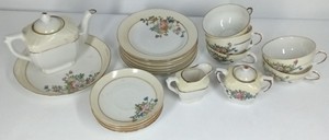 Vintage Made in Japan Floral Tea & Dessert Set  Teapot, Cups, Saucers, Plates, Creamer & Sugar Bowl
