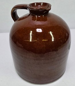 Vintage Brown Glazed Stoneware Pottery Jug with Handle