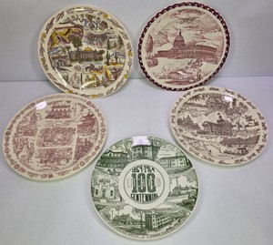 Vintage Historical Souvenir Plates Litchfield Centennial 1869-1969 &amp U.S. Landmarks