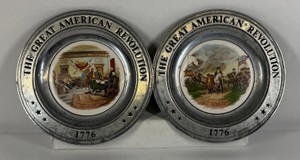 Pair of 1776 Great American Revolution 1776 Commemorative Pewter Plates