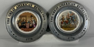 Pair of 1978 Great American Revolution 1776 Commemorative Pewter Plates