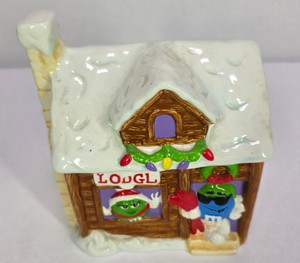 Vintage M&Ms Snowy Lodge Ceramic Bookend Set Red Green & Blue Characters