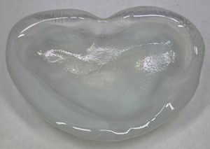 Vintage White Iridescent Art Glass Freeform Bowl 8