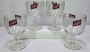 Vintage Schlitz Beer Stemmed Goblet Glasses Milwaukee Famous