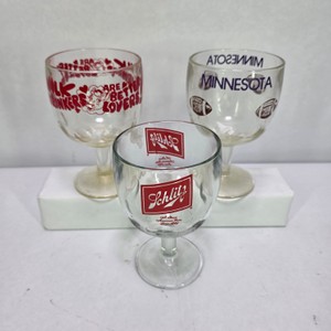 Lot of 3 Vintage Schlitz Beer Stemmed Goblet Glasses Minnesota & Milk Drinkers Are Better Lovers