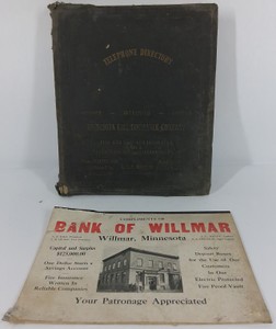 1929 St. Paul Minnesota Telephone Directory & Vintage Bank of Willmar Advertising Calendar