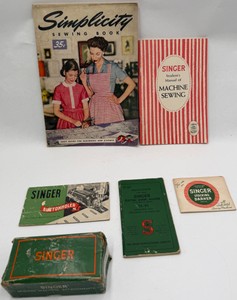 Lot of Vintage Singer Sewing Machine Manuals Simplicity Sewing Book & Accessories