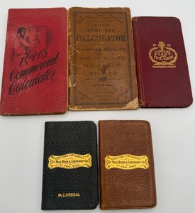 Lot of 5 Vintage Pocket Business Commercial Calculators Ready Reckoners
