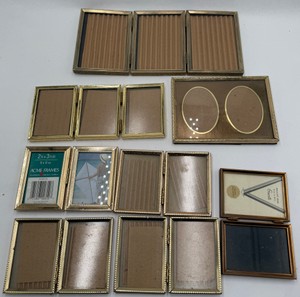 Vintage Gold Tone Tabletop Picture Frames Folding Double &amp Oval Designs