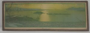 Vintage Sundown Aerial Panoramic City Photograph Framed Print