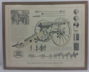 Framed The Napoleon 12-Pounder Model 1857 Civil War Cannon Diagram Print