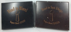 Super Bowl XXXIII Wooden Keepsake Boxes  Road to Miami & Road to San Diego