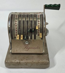 Vintage Paymaster Check Writer Machine  F&E Checkwriter Co. Larry Hewes Minneapolis