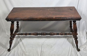 Antique Cast Metal Parlor Table with Turned Spindle Stretcher & Claw Feet