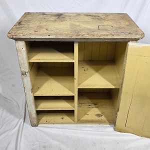 Vintage Painted Wood Storage Cabinet with Beadboard Door & Interior Shelves