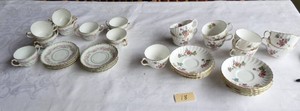 Minton bone china and Haviland - 17 sets of cup and saucer