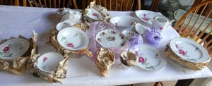 Tote full of Sango Monterey China - Rose pattern - 65 pieces
