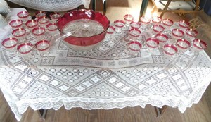 Huge Indiana Glass Punch Bowl Set with 34 cups