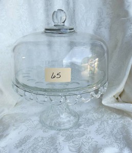 Beautiful Clear Class Covered Cake Plate 14 tall 11-12 wide