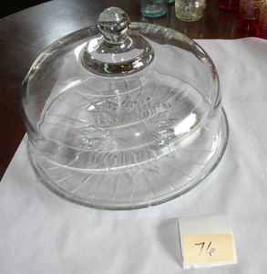 Very Nice Clear Glass Covered Cake Plate 11 wide x 7 tall