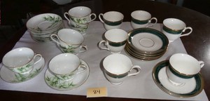 Lenox Classic and Noritake Green bamboo cups and saucers