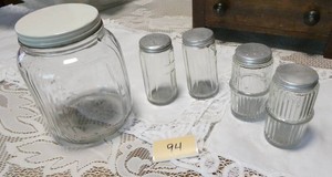 Two Vintage Salt and Pepper sets and quart jar