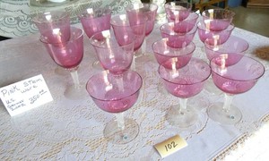 U.S. German Zone Pink Stemware - 16 pieces