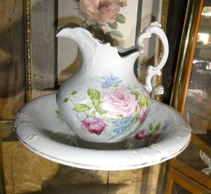 Antique Etruria Mellor Wash Basin and Pitcher 12 tall