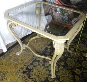 3 Piece Set - Rod iron and glass top - Coffee table and two end tables