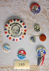 Antique Political Buttons - Taft 1912 - Robert Kennedy - Humphrey - LBJ