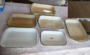 SIX Enamelware roasting baking pans