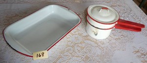 Enamelware baking pan and a double boiler
